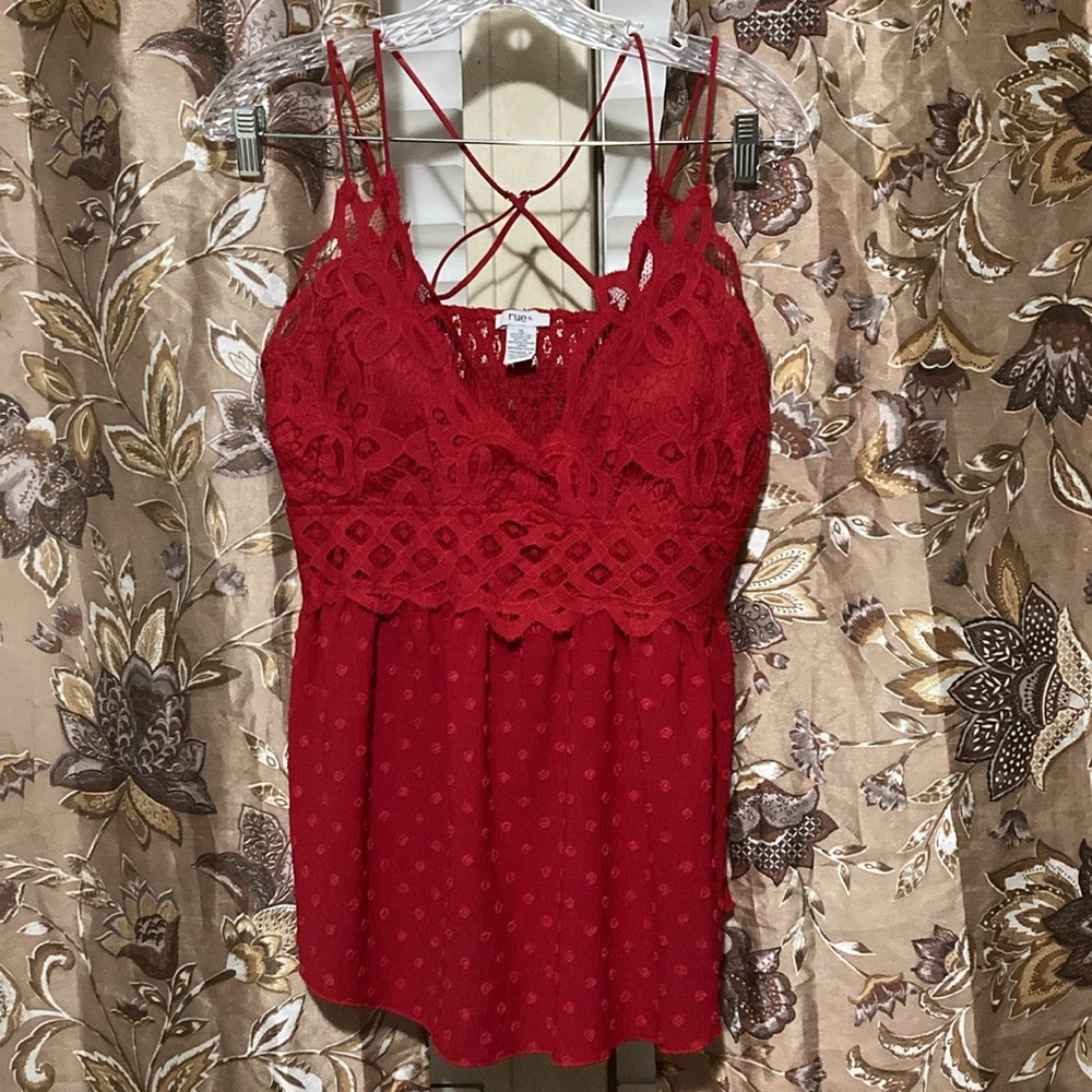 Rue 21 Lace Tank |Adjustable Strap Tank |Dressy Tank Top | Flowy Tank Top |Rue21
